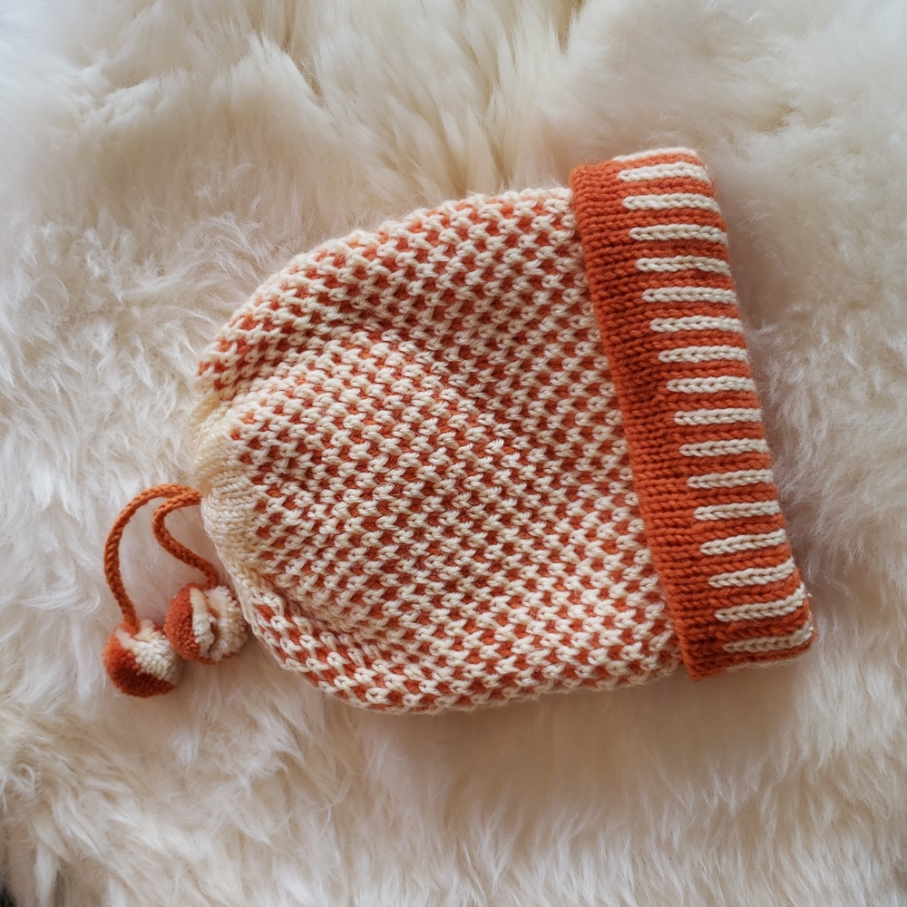 Vintage 1960 Orange Creamsicle Reversible Beanie